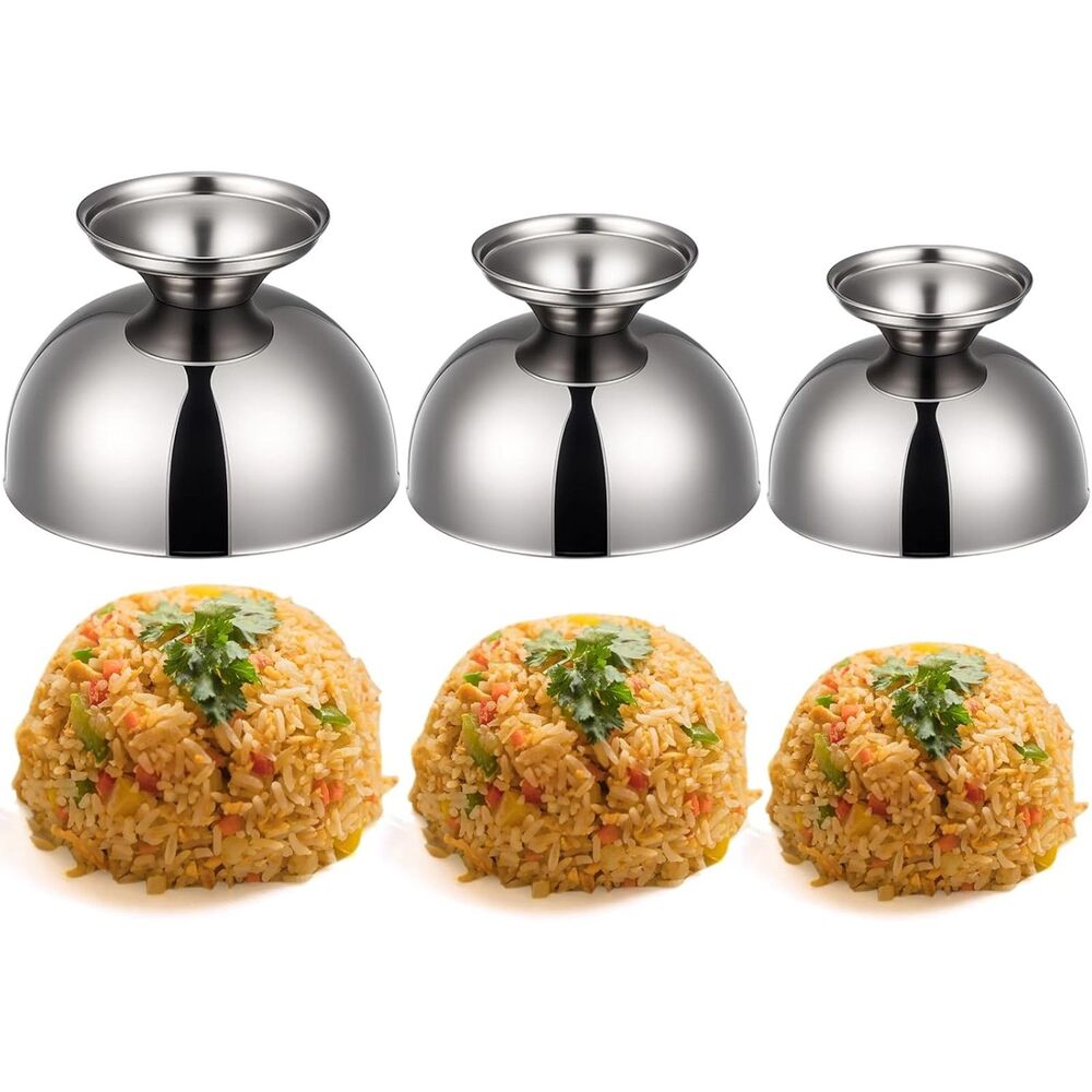 Ferrochef 3 Pc Stainless Steel Rice Mold Set, Round, Silver
